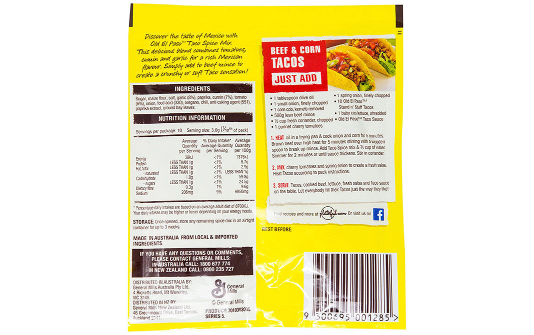 Old El Paso Taco Spice Mix Mild   Pack  30 grams